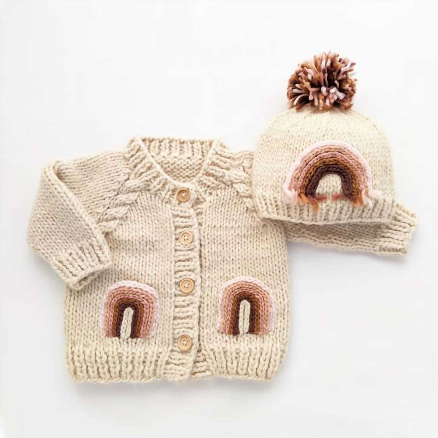 Huggalugs - Girls Rainbow Pocket Cardigan Sweater
