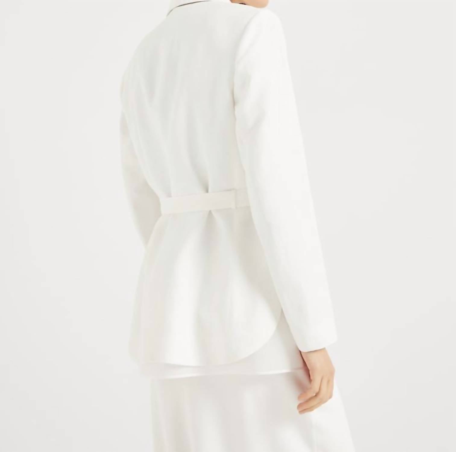 Brunello Cucinelli - Viscose Linen Blazer With Belt And Monili