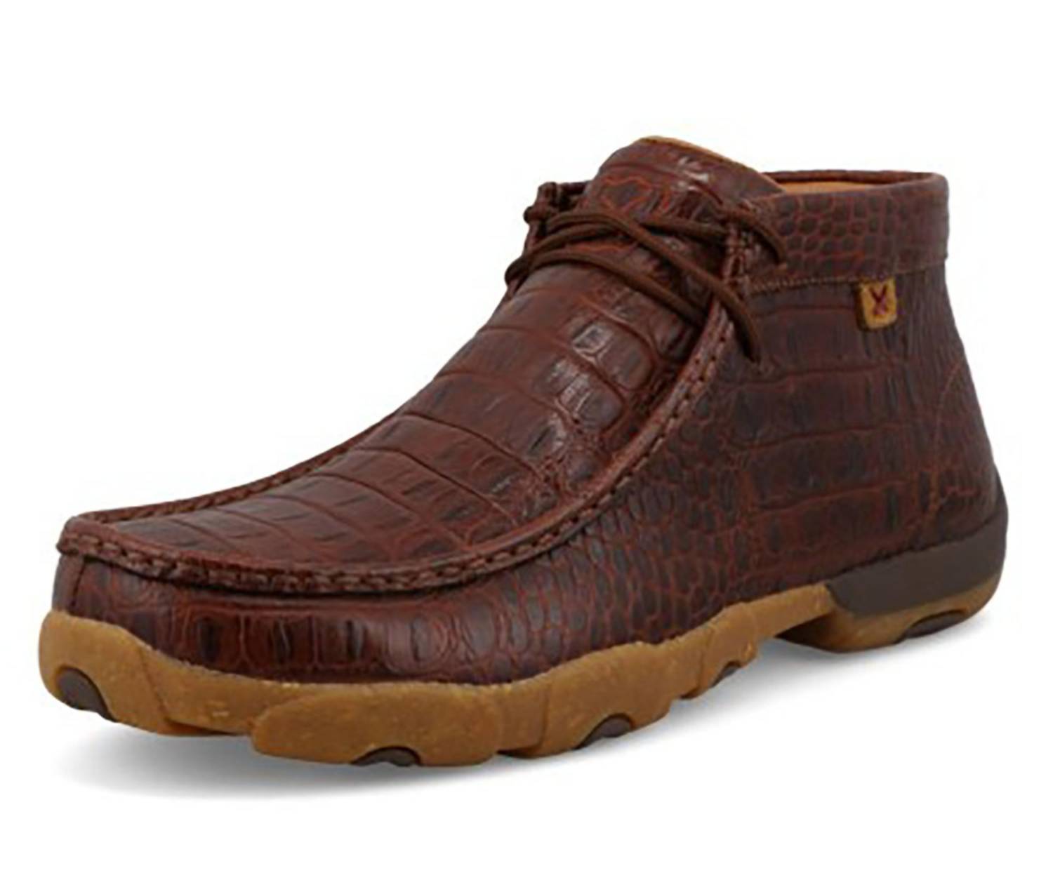 TWISTED X Men's Croco Embossed Chukka Driving Moc Shoes in ginger - men's boots
