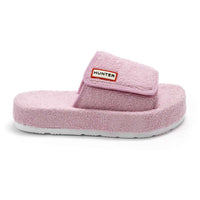 HUNTER Women's Original Terry Towelling Logo Slides in fox glove - women's shoe - detail view