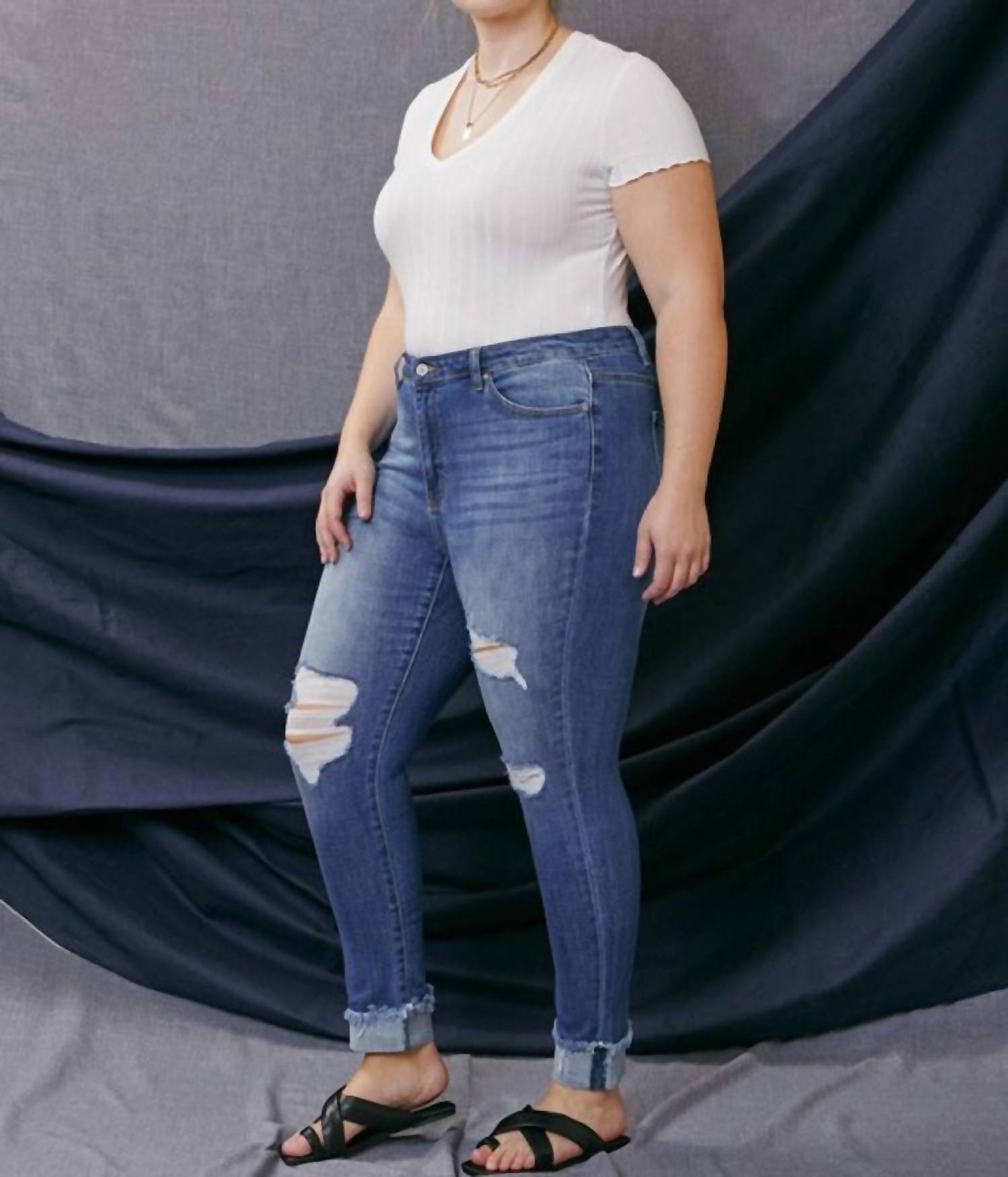 Kancan - Elvis Curvy High Rise Ankle Skinny Jeans