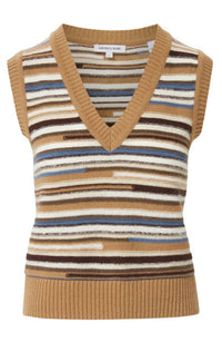 Veronica Beard Helena Knit Vest in dark acorn multi - women's jacket - view 5