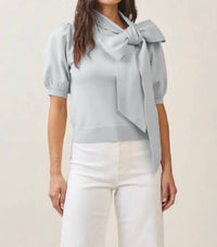 ABLE Bailey Bow Sweater Top in sky - women's sweater