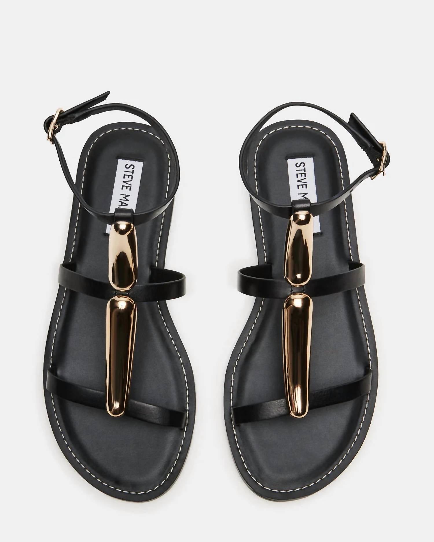 STEVE MADDEN Women's Alma Strappy Sandals in black leather - women's sandal - alternate view
