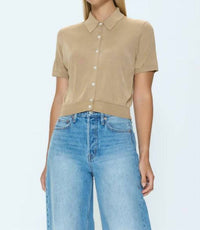 PISTOLA Lucca Short Sleeve Polo in wheat - men's t-shirt