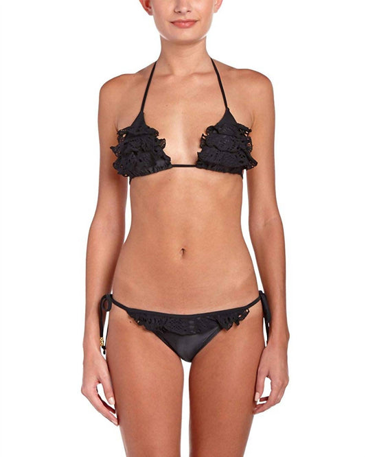 Women's Teeny Lace Diva Ruffle Tie Side Strap Bikini Bottom Swimsuit