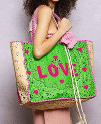 Pol - LOVE Bandana Quilted Tote Bag
