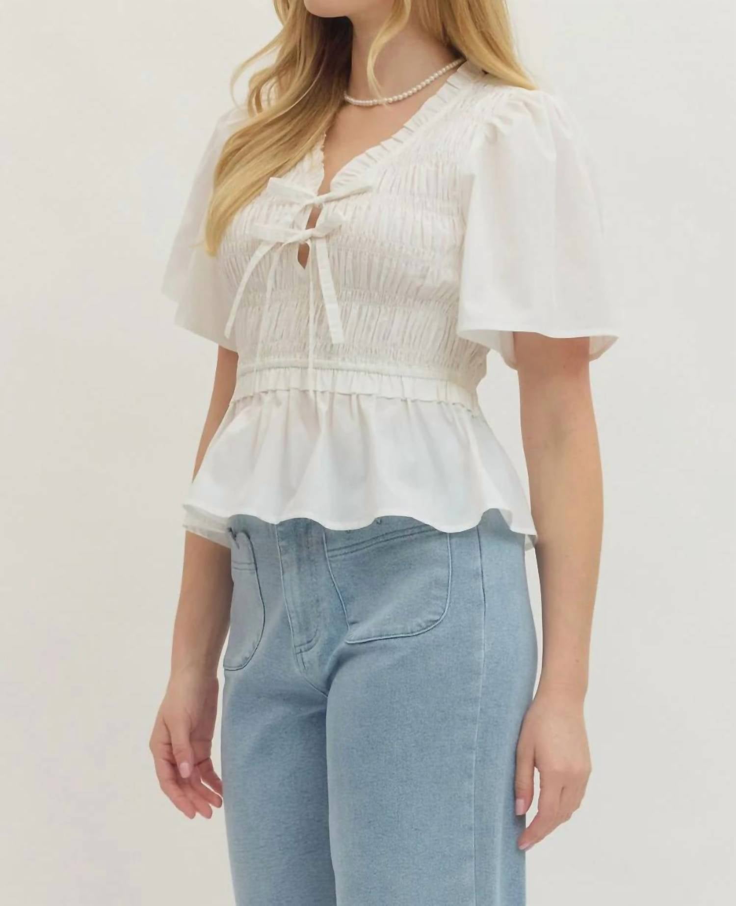 Entro - Smocked Tie Top