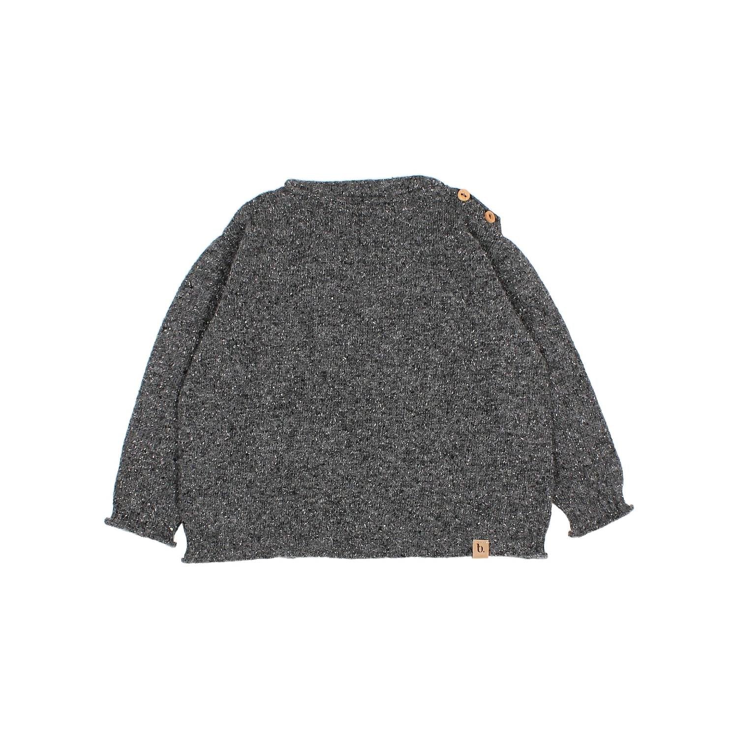 Búho Girls' Fine Knit Sweater in antracite - kids' sweater