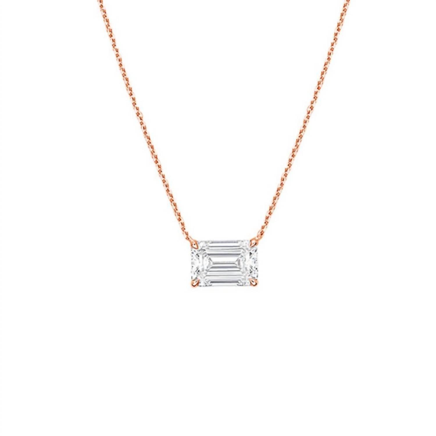 Diana M Jewels - Women's 6.00 ct Diamond Solitaire Emerald Cut Pendant - Elegant
