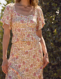 Saltwater Luxe - Floral Crop Button Top