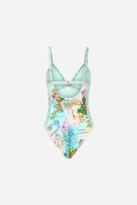 Camilla - Knot Front Ruched Panelled Triangle One Piece