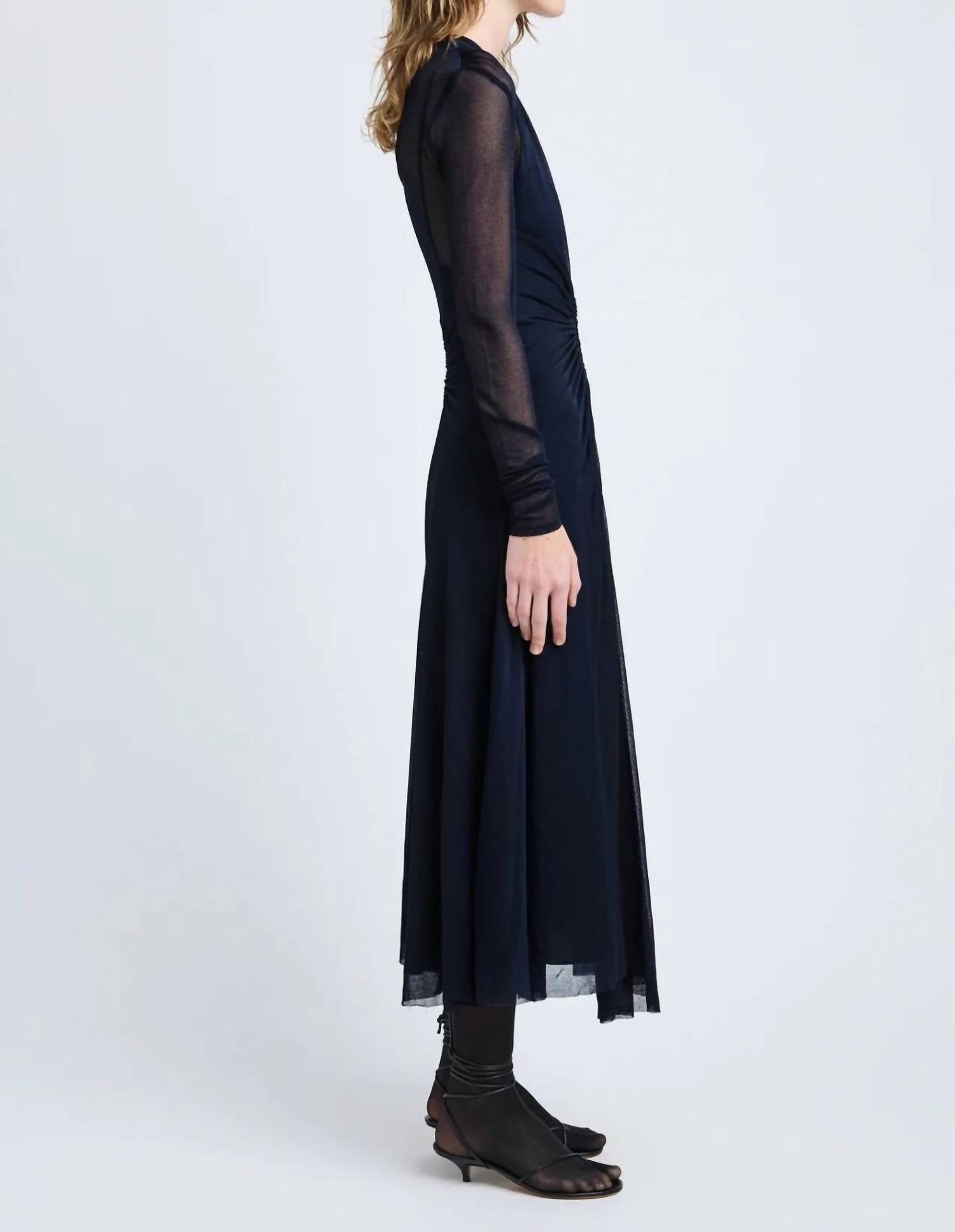 Proenza Schouler Kerstin Long Sleeve Dress in midnight - women's dress - alternate view