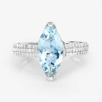 Diana M Jewels - Women's Marquise Natural Aquamarine Fashion Ring (2.09 Ct) - Classic Plus