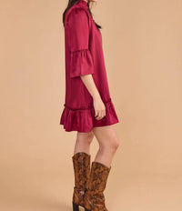 Double A Chelsea Mini Dress in beet red - women's dress - detail view