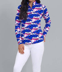 Ibkul - Printed Long Sleeve Mock Neck Top