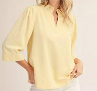 Jodifl - 3/4 Sleeves Crinkled Solid Top
