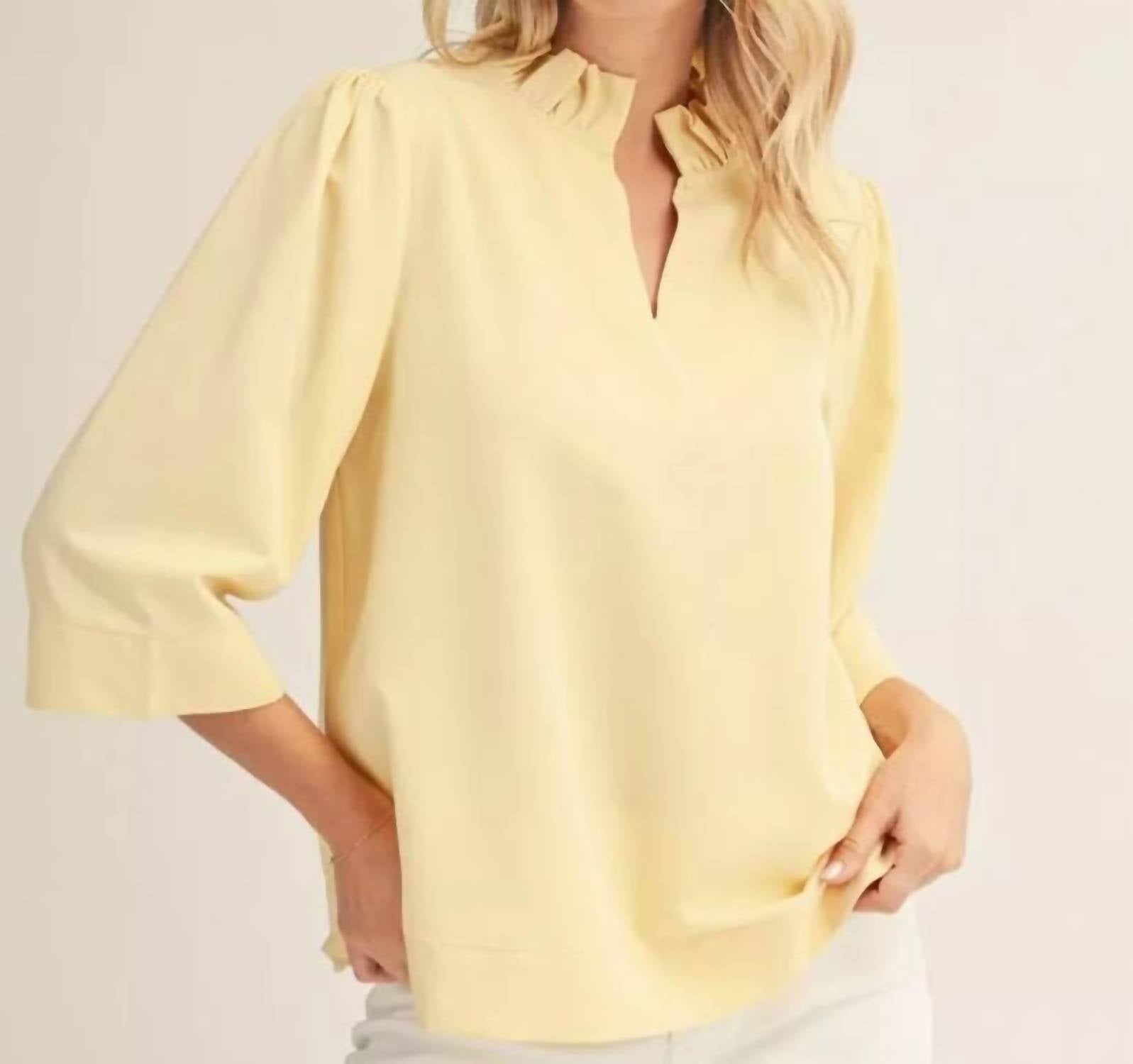 Jodifl - 3/4 Sleeves Crinkled Solid Top