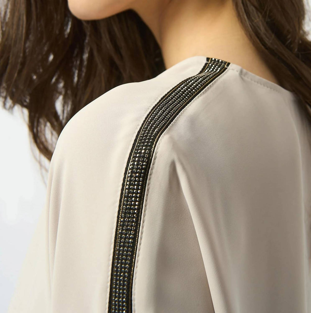 Joseph Ribkoff - Embellished Sleeves Lightweight Twill Top
