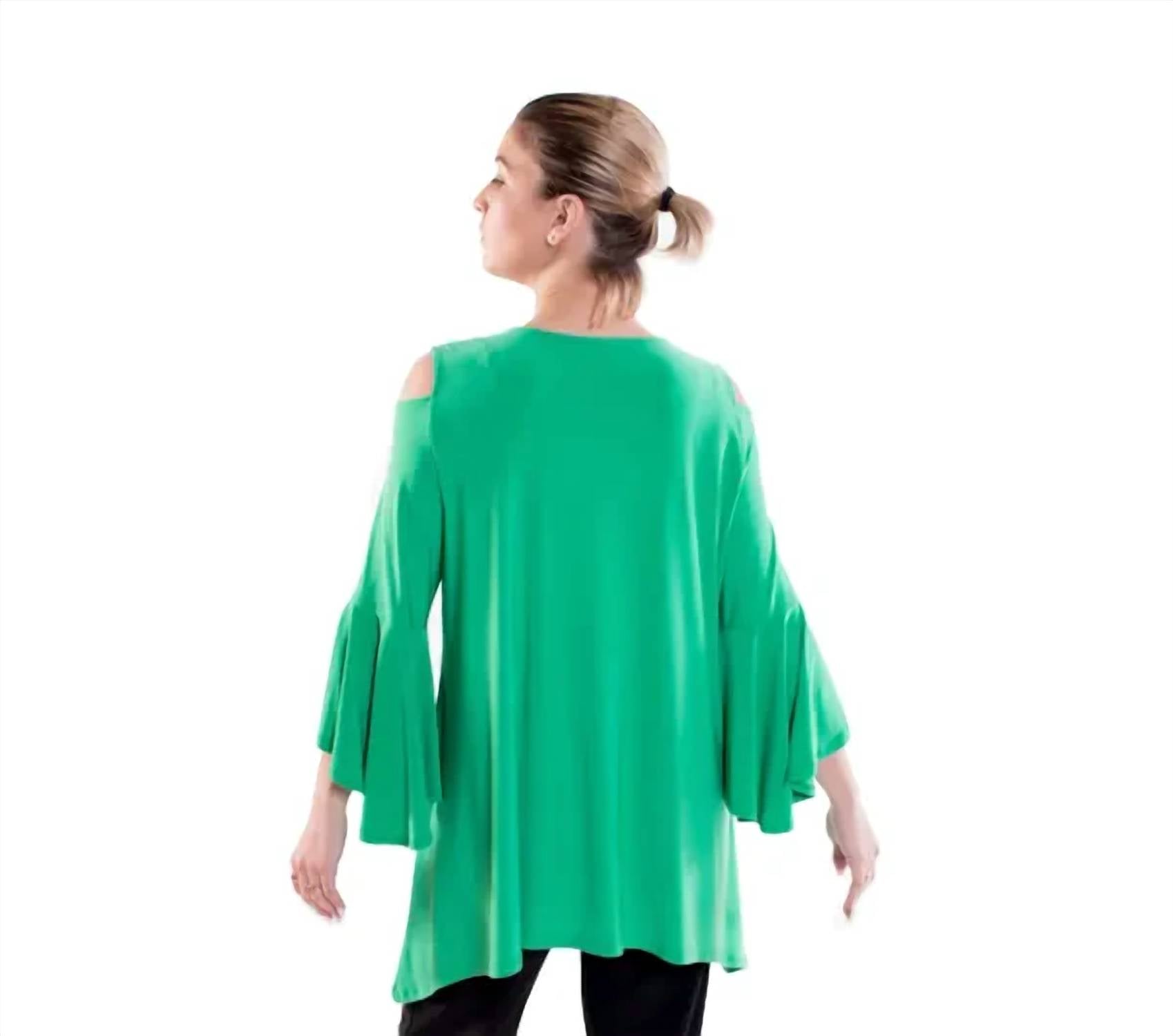 Ic Collection - Open Shoulder Zipper Front Tunic