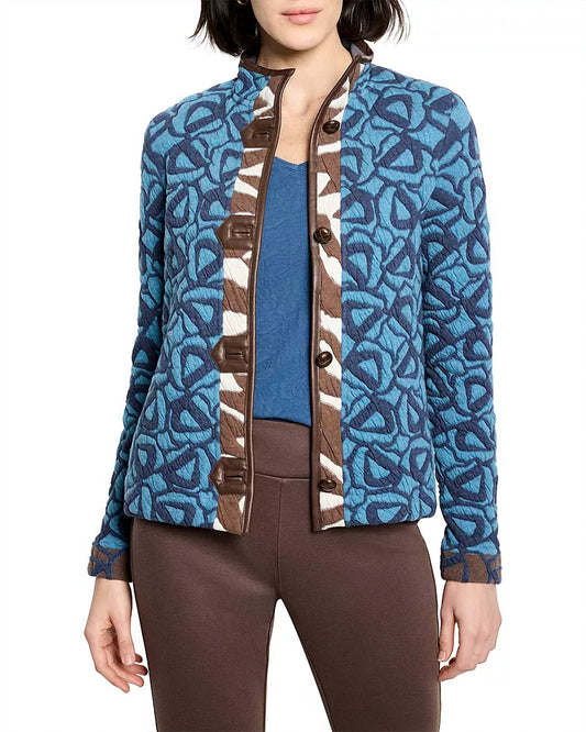 Nic + Zoe - Quilted Faux Leather Trim Jacket