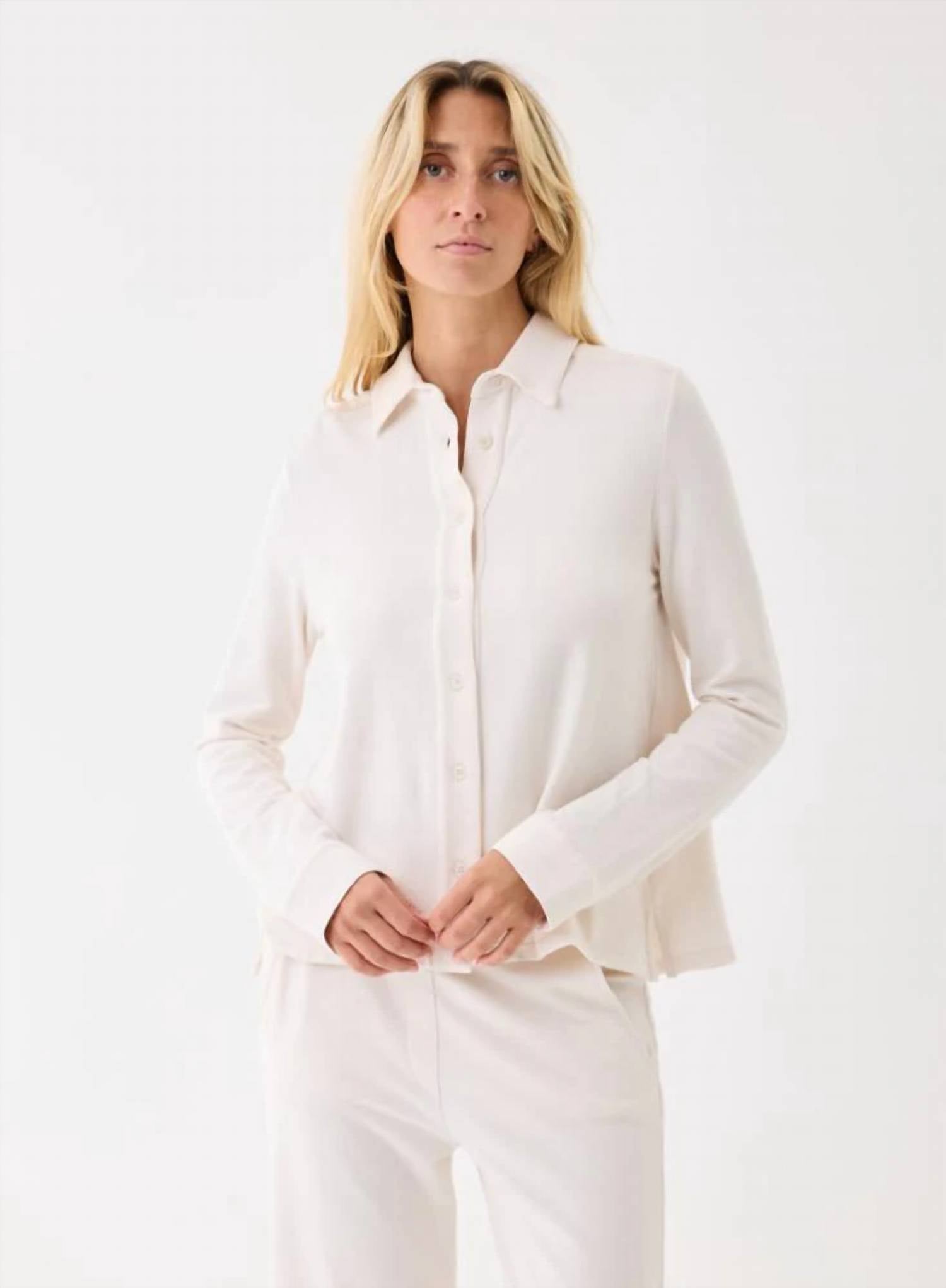 Majestic Filatures - French Terry Long Sleeve Relaxed Shirt With Back Pleat