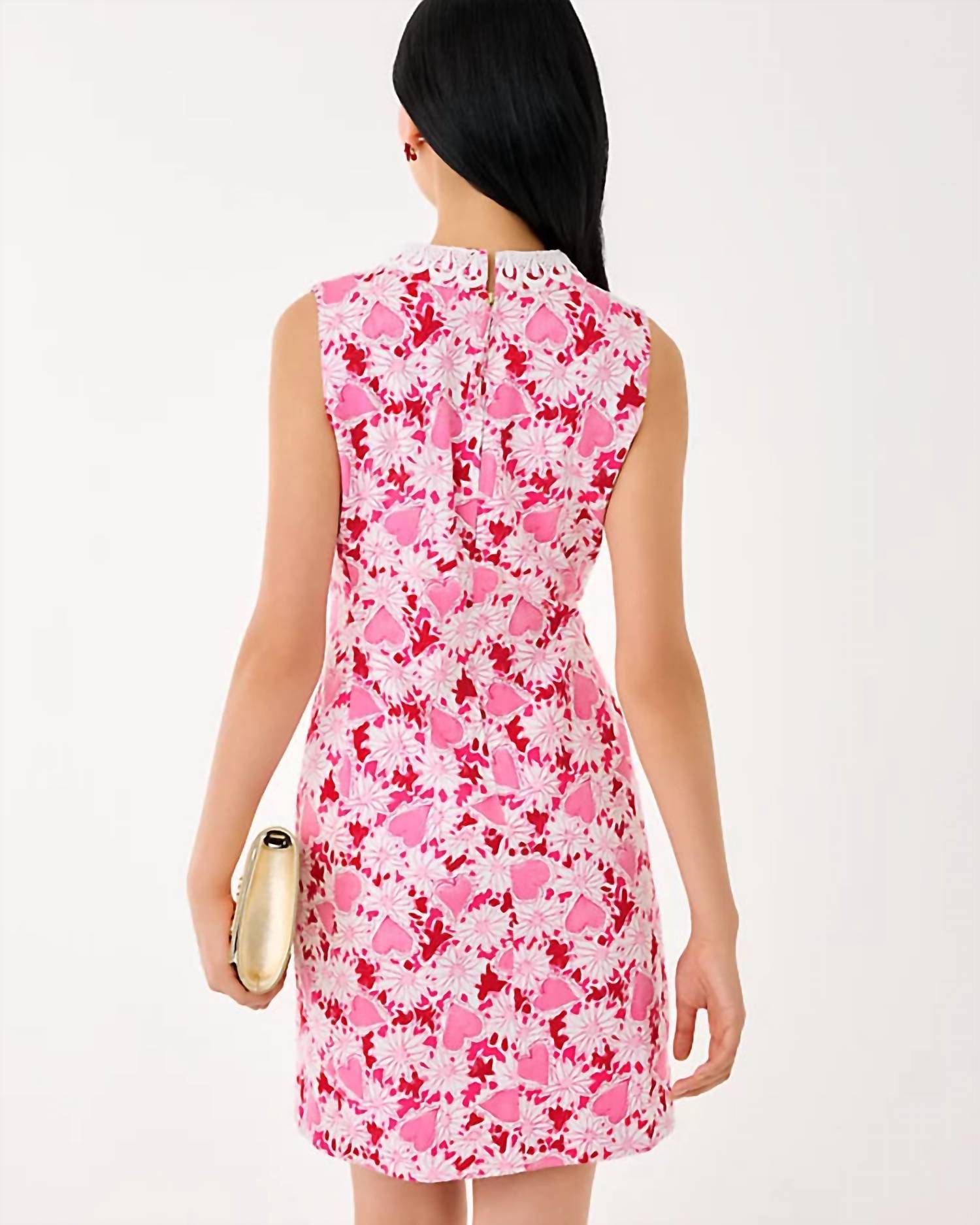 Lilly Pulitzer Cleodora Shift Dress in coconut dear heart - women's dress - detail view