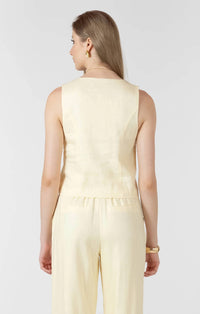 Dex - Lemon Linen Tie Front Top