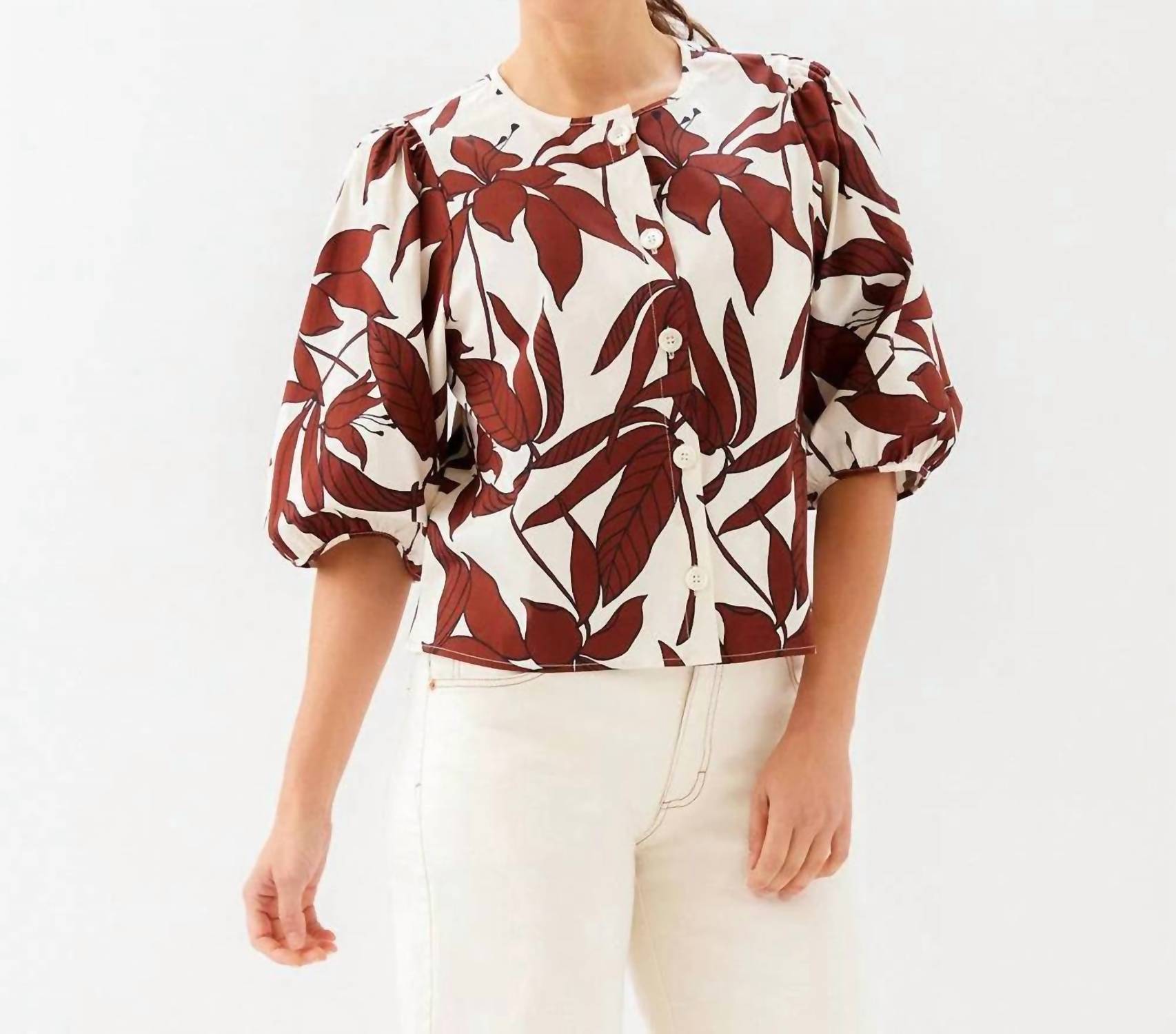 Karen Kane - Puff Sleeve Button-Front Top