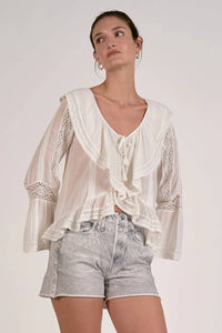 Elan - Lace Peasant Top