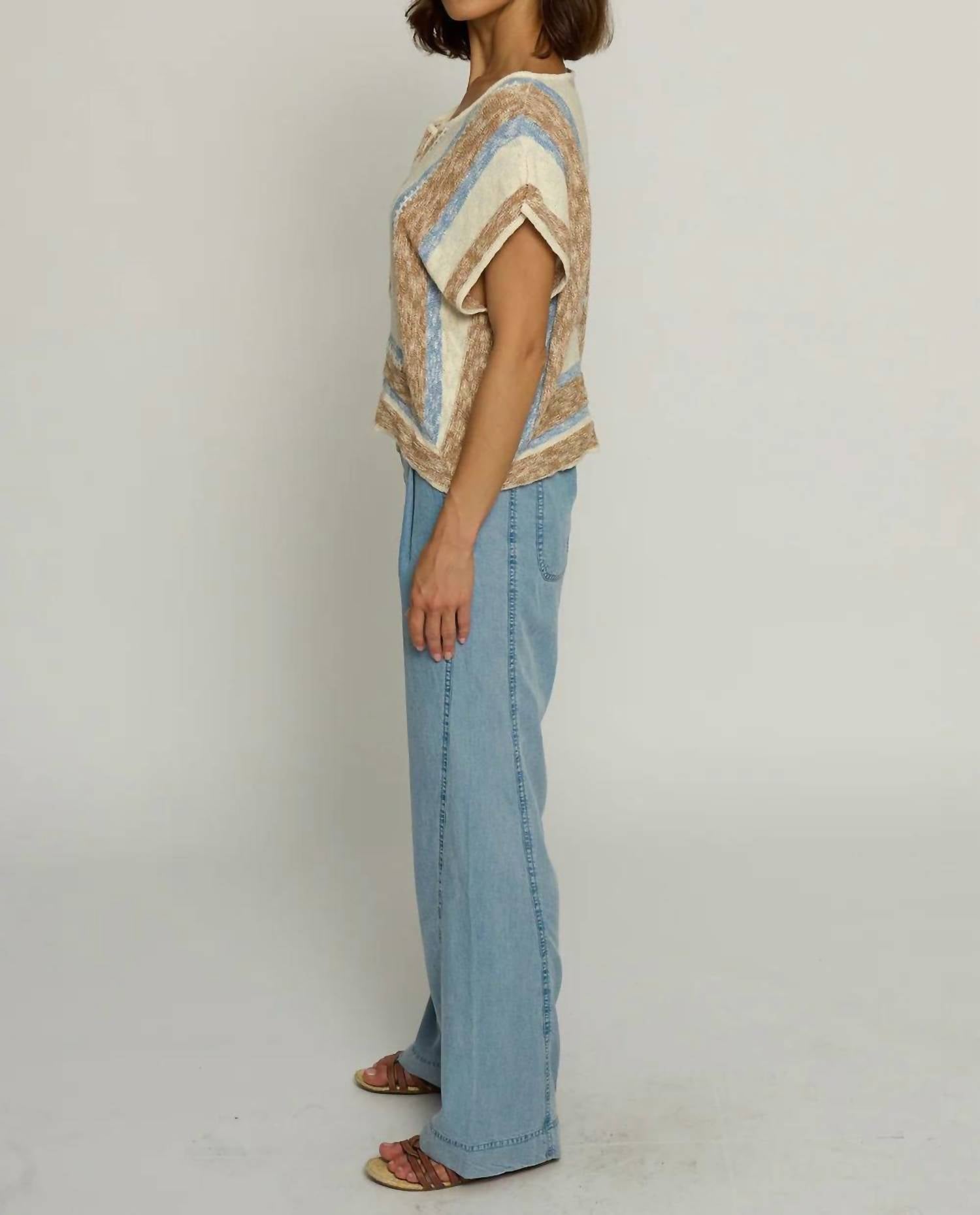 Central Park West - Mitred Stripe Square Top