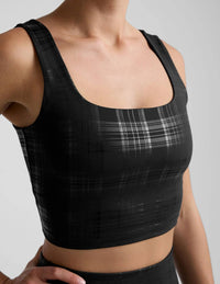 BEYOND YOGA Studio High Cropped Tank in plaid foil black - women's tank top - view 4