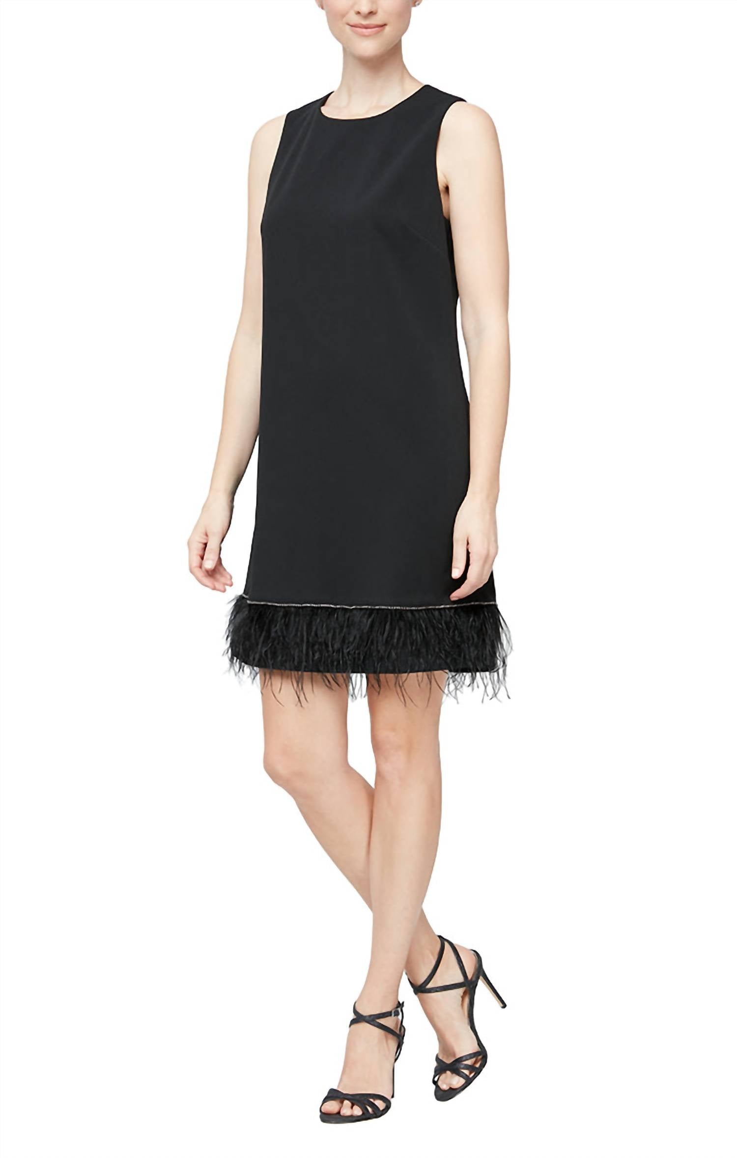 Alex Evenings - Crew Neck Sleeveless Embellished Hem Solid Dress