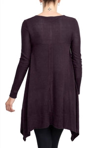 Cupio - V-neck Long Sleeve High Low Hem Top
