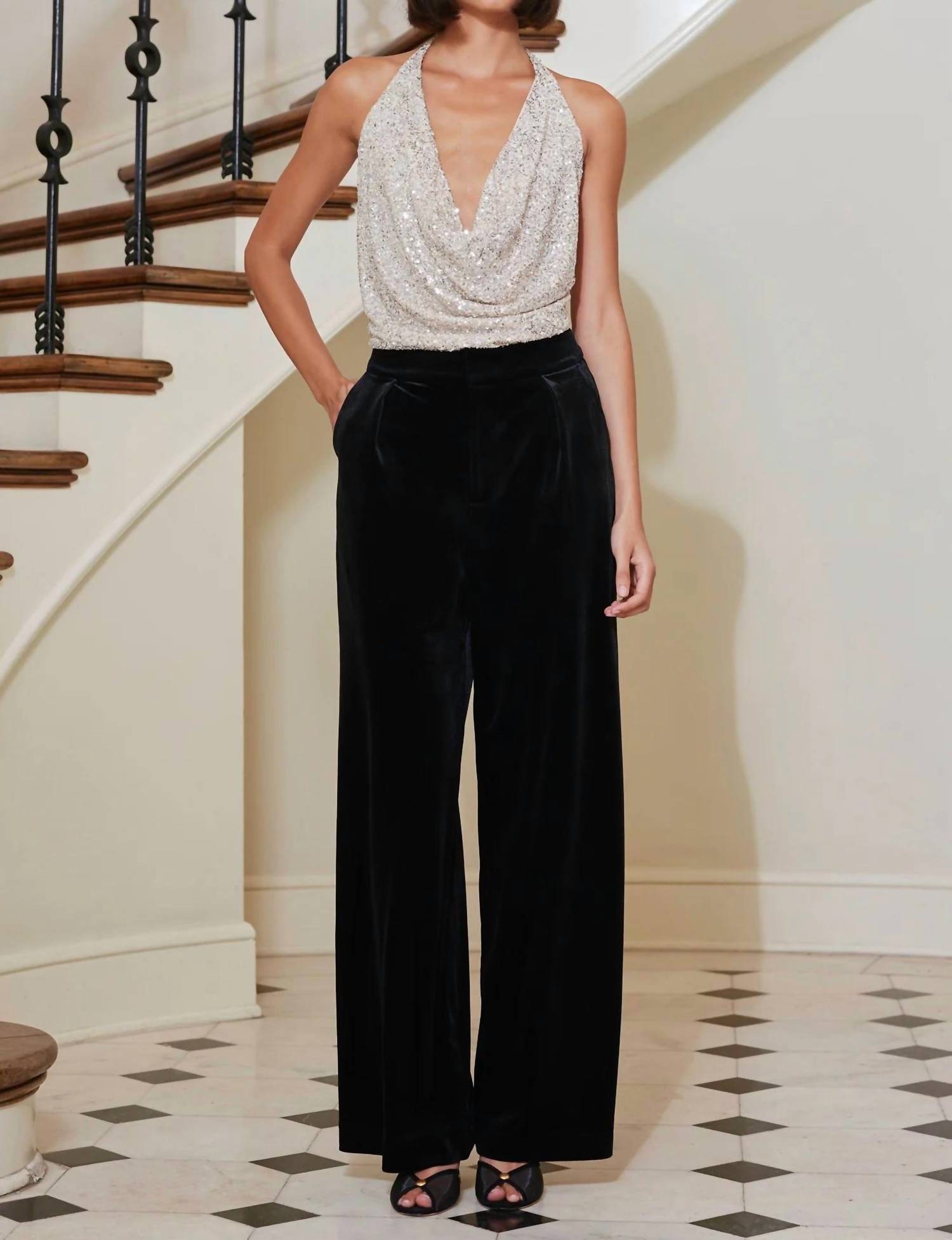 Bishop + Young - Women's Luxe Velvet Wide Leg Pants