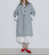 Cubic - Color-blocked Collar Long Trench Coat