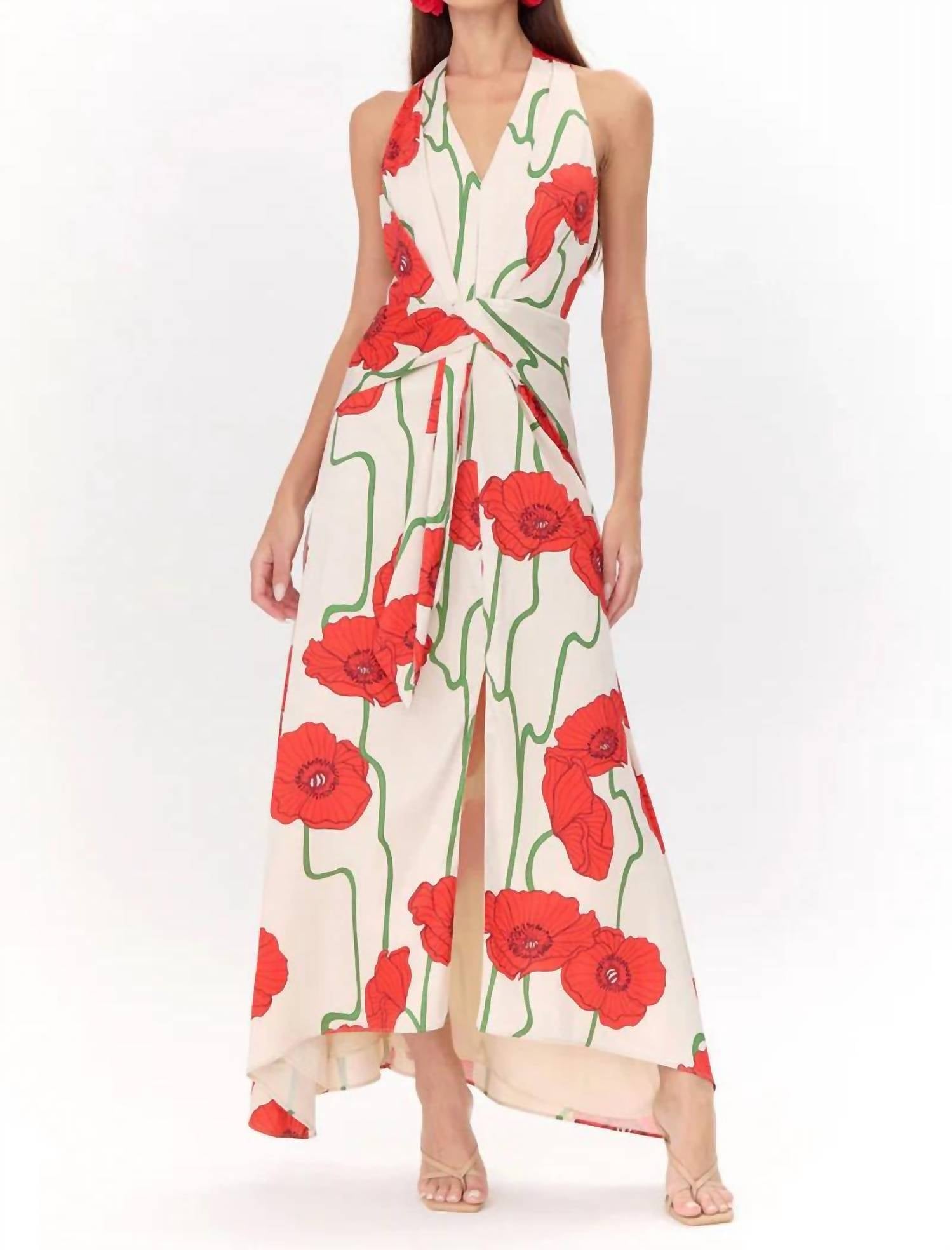 Adelyn Rae - Rosalyn Abstract Rose Print Maxi Dress