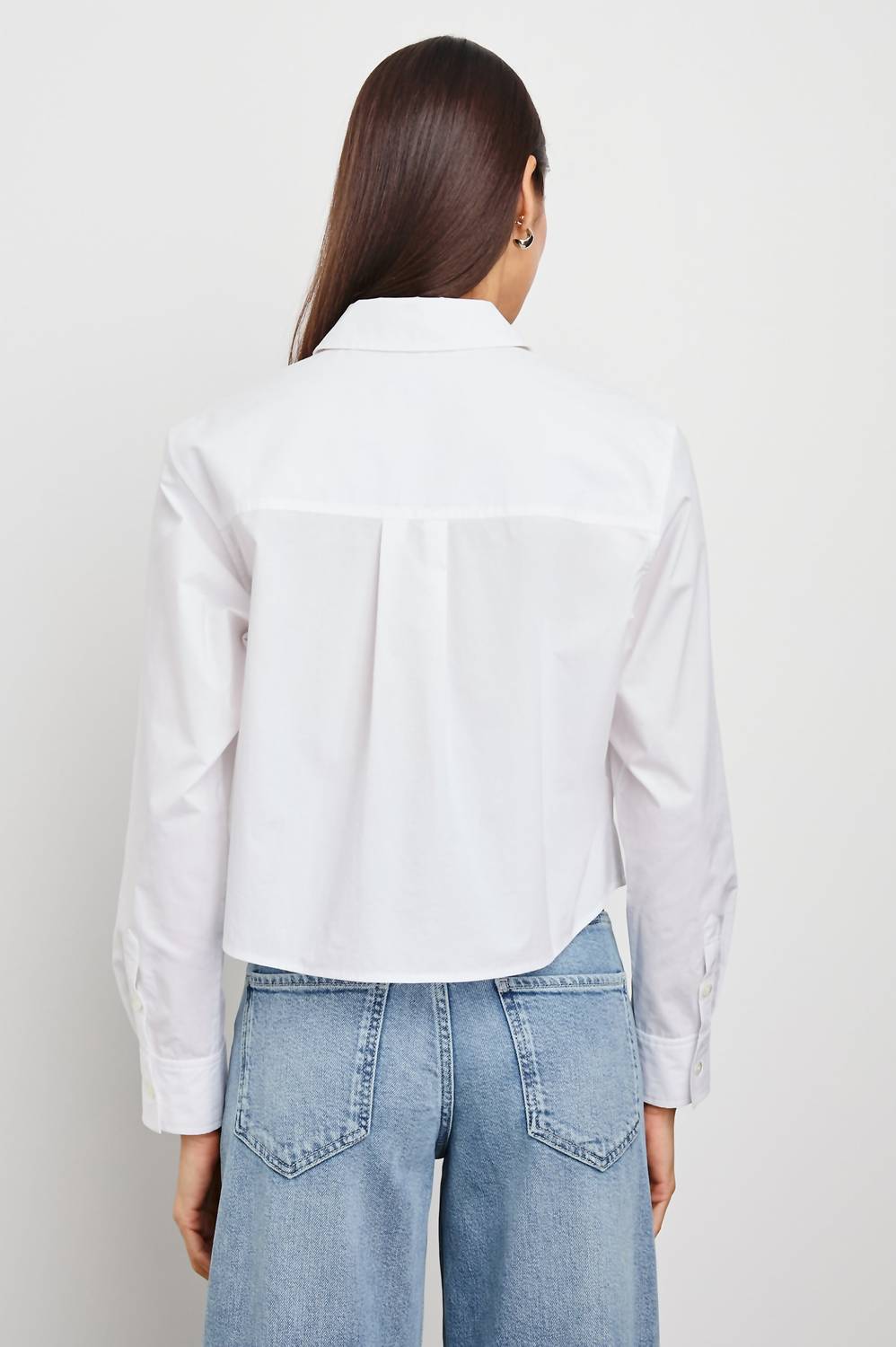 Rails Ramy Cropped Button Down Shirt in white - women's shirt - detail view