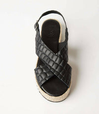 Christina Christi Women's Leather Espadrille Sandals in black - women's sandal - detail view
