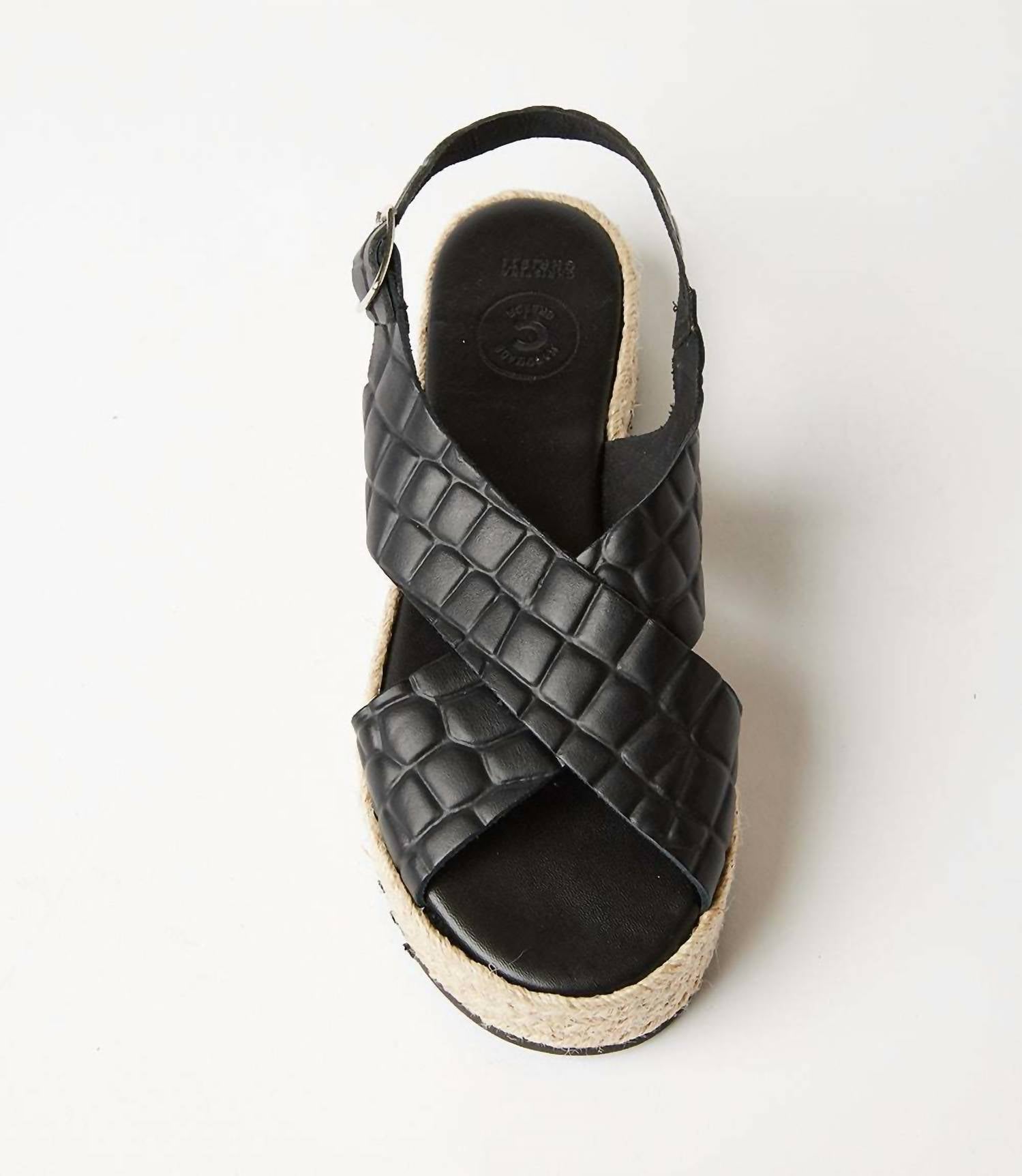 Christina Christi Women's Leather Espadrille Sandals in black - women's sandal - detail view