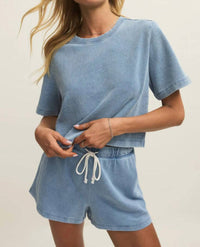 Z Supply - Curran Knit Denim Cropped Sweatshirt