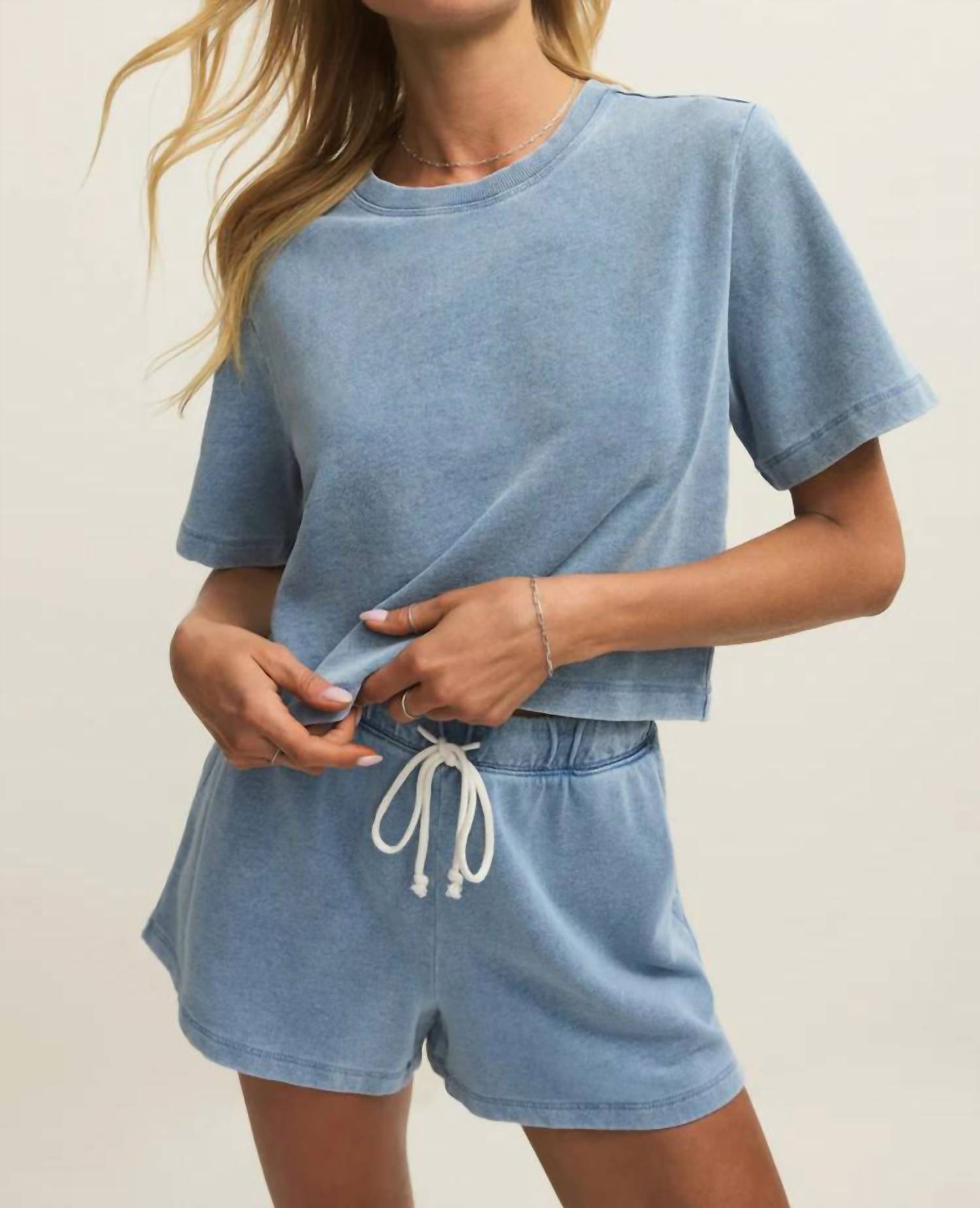 Z Supply - Curran Knit Denim Cropped Sweatshirt