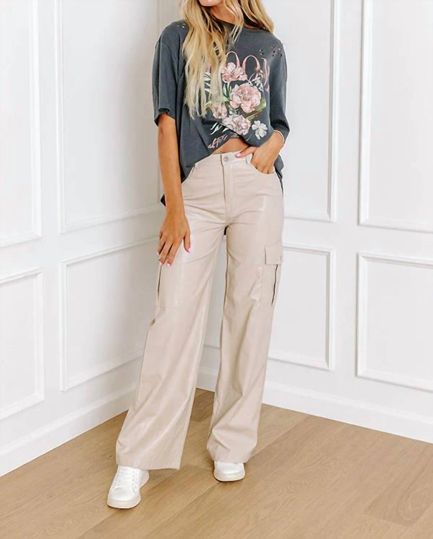 Entro - Jamilet Faux Leather Cargo Pants