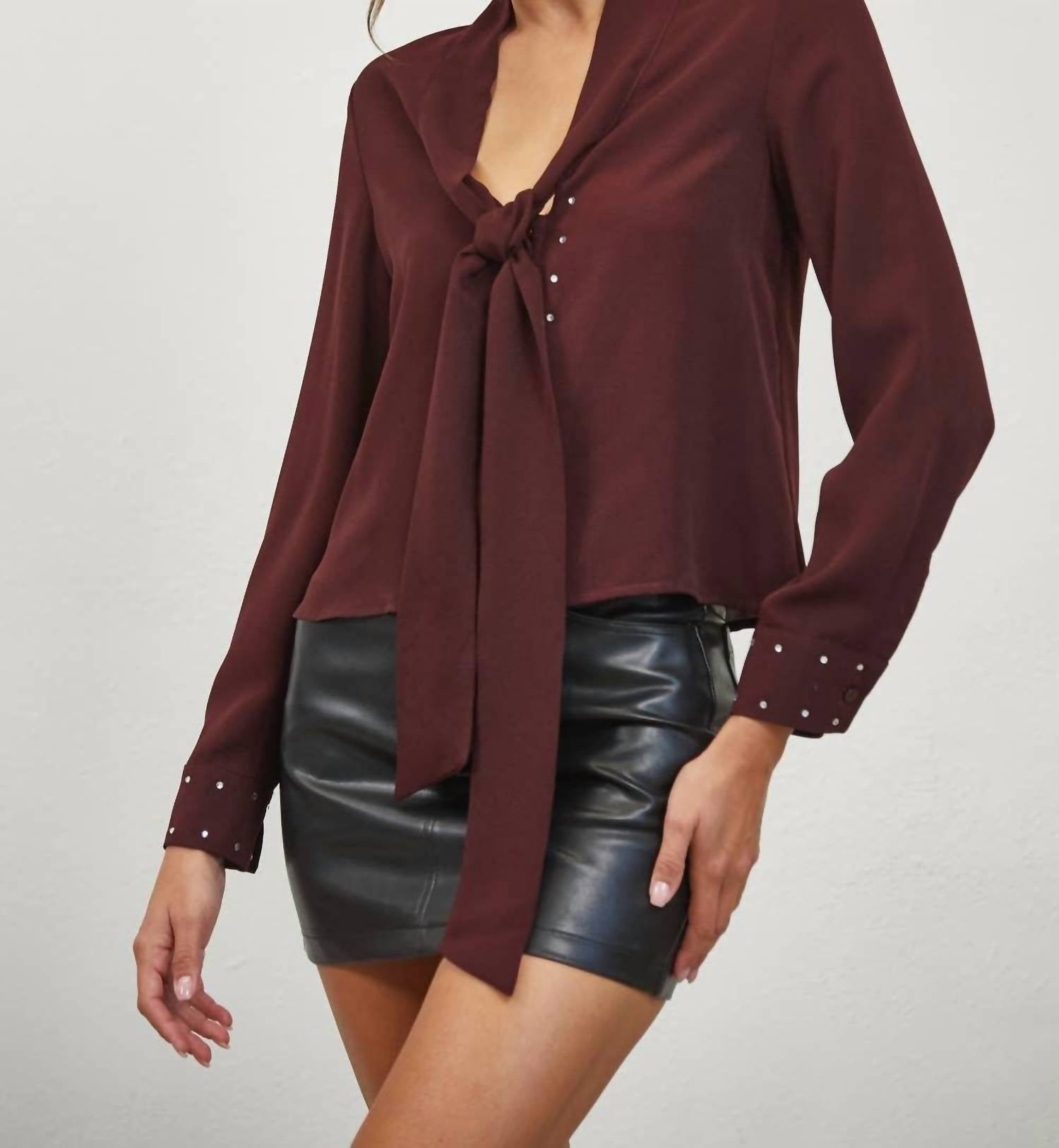 Edit By Nine - Tie Neck Woven Blouse