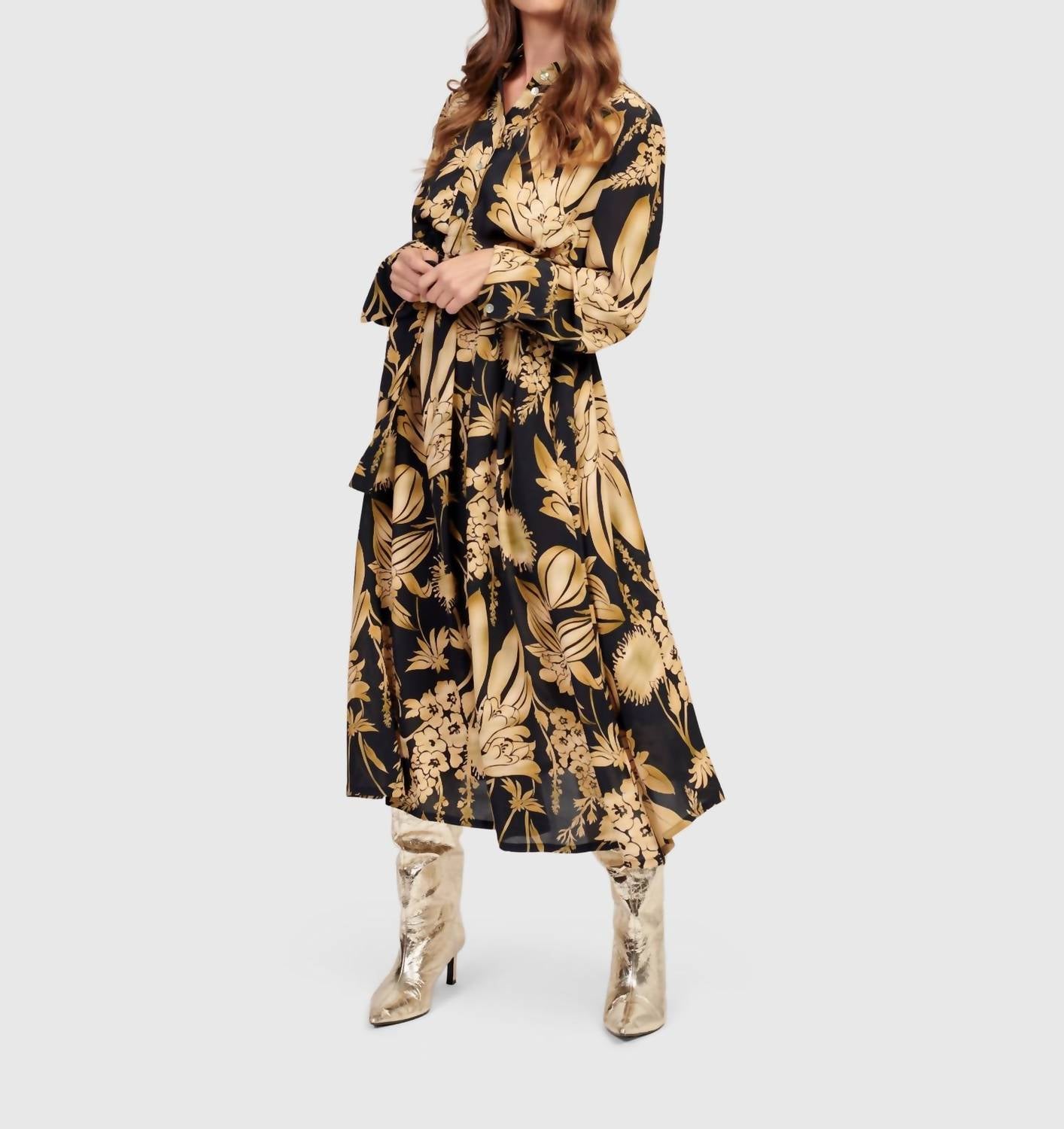 ALEMBIKA Shirley Shirt Dress in bouquet - women's dress - detail view