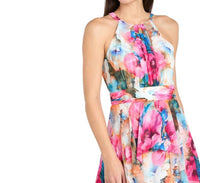 R&M Richards - Floral High Neck Special Occasion Dress