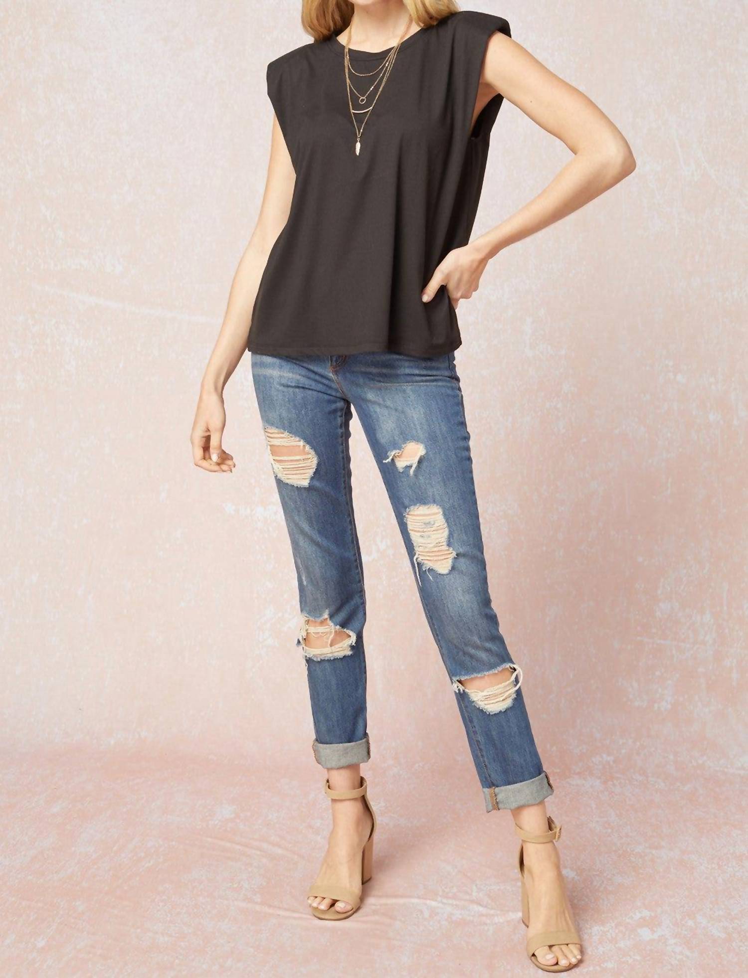 Entro - Solid Shoulder Pad Top