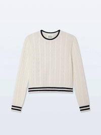 White + Warren - Cashmere Varsity Cable Crew Top