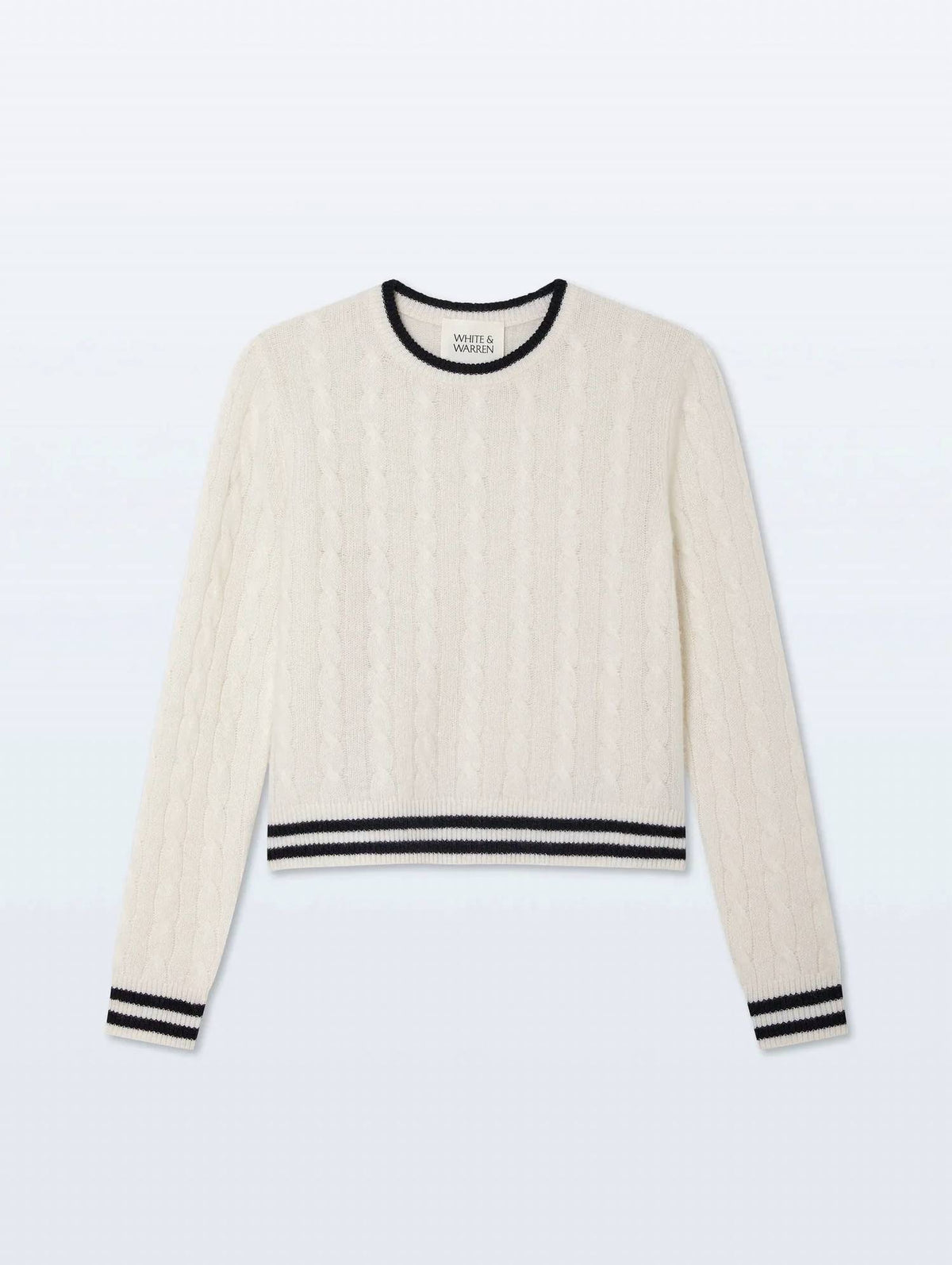 White + Warren - Cashmere Varsity Cable Crew Top