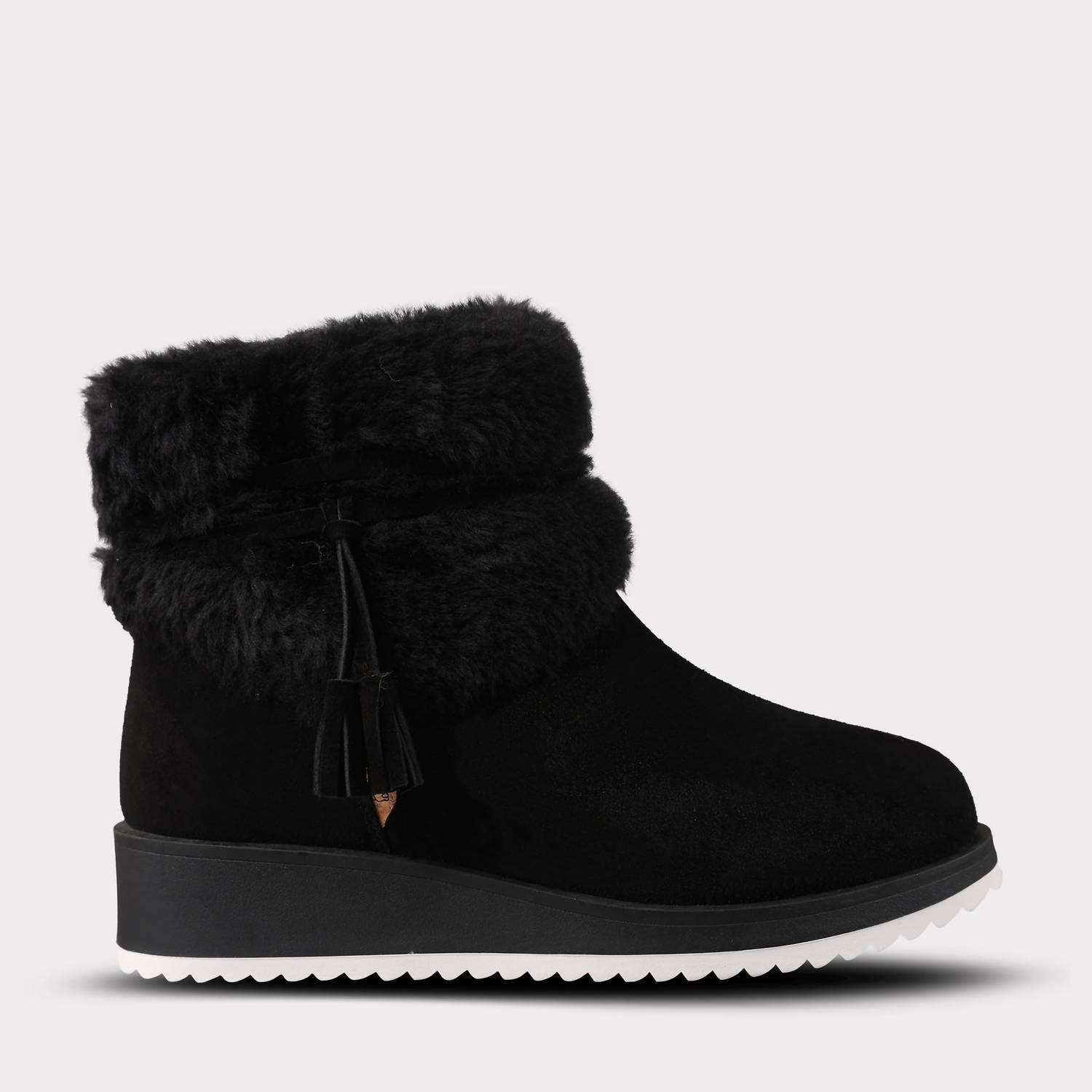 Lamo Women's Bailee Suede Zip Up Wedge Boot in black - women's shoe